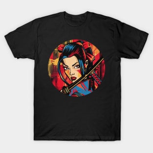 Pop Art Samurai Girl Japanese Woman T-Shirt